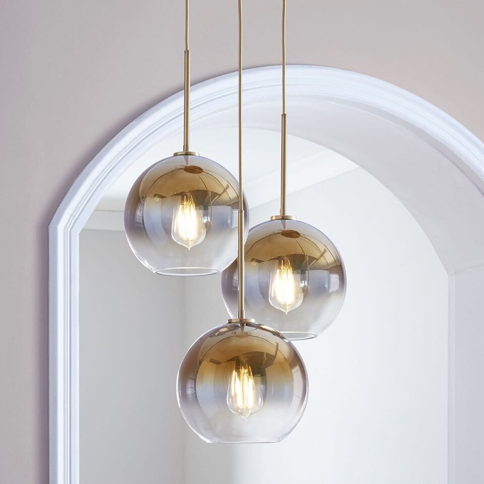 Sculptural Glass 3-Light Globe Chandelier - Metallic Ombre - West Elm UK